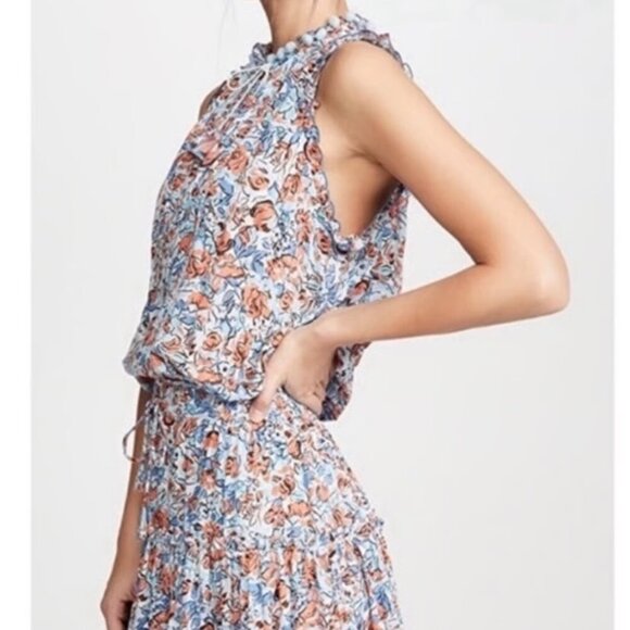 Poupette St. Barth Floral Mini Dress - Blue and Orange - Picture 9 of 10